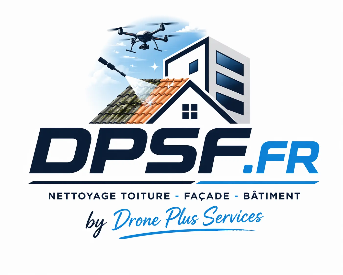 DPSF.fr - Nettoyage toiture façade bâtiment by Drone Plus Services
